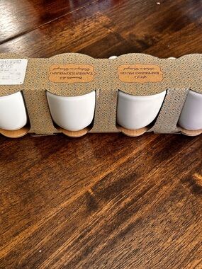 Pack of White Espresso Cups in Decorative Holder